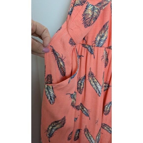 Torrid Midi Dress Coral Linen-Look Pinafore Feather Prairie Beach SZ 3X NWT - Picture 7 of 16